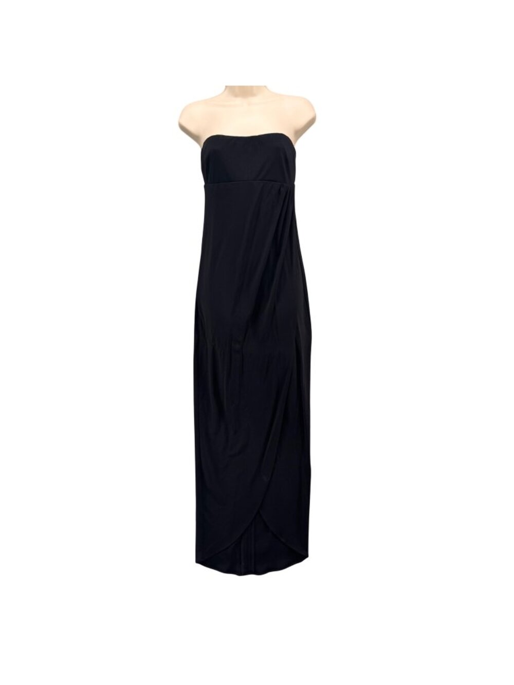 Nicole Miller Strapless Maxi Dress Black Draped Bodice Evening Size 4